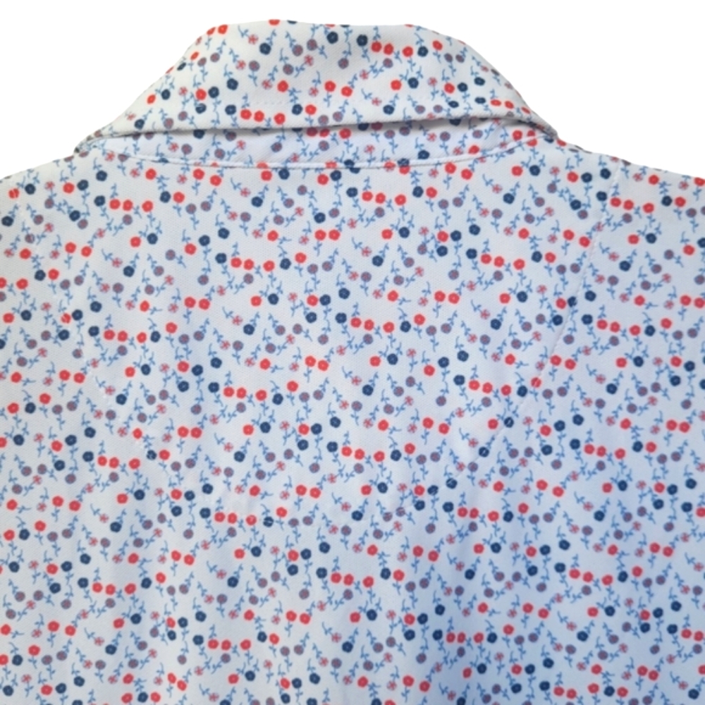 G/FORE Men's Polo Shirt - White with Red and Blue Pattern - Picture 8 of 16